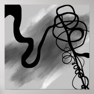 Op het raster: Abstract zwart en grijs Poster