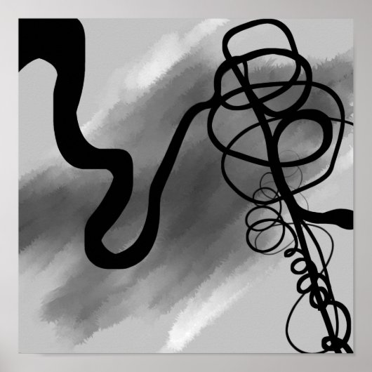 Op het raster: Abstract zwart en grijs Poster (Voorkant)