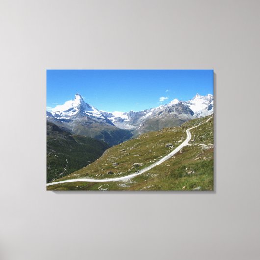 Op het spoor, Matterhorn Uitzicht, Zwitserse Alpen Canvas Afdruk (Voorkant)