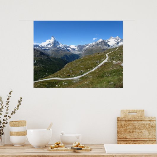 Op het spoor, Matterhorn Uitzicht, Zwitserse Alpen Poster (Keuken)