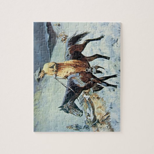 Op het spoor (olie op doek) legpuzzel (Verticaal)