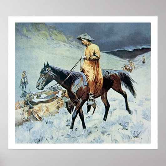 Op het spoor (olie op doek) poster (Voorkant)