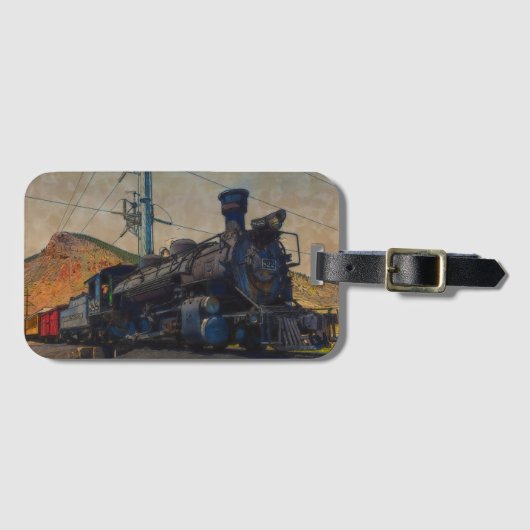 Op het spoor - stoomtrein bagagelabel (Voorkant (horizontaal))