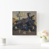 Op het spoor -  stoomtrein vierkante klok (Huis)