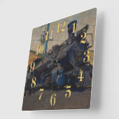 Op het spoor -  stoomtrein vierkante klok (Hoek)