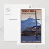 Op het station Grindelwald Train Briefkaart (Voorkant / Achterkant)