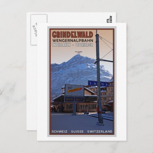 Op het station Grindelwald Train Briefkaart (Voorkant / Achterkant)