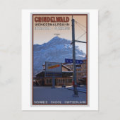 Op het station Grindelwald Train Briefkaart (Voorkant)