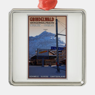 Op het station Grindelwald Train Metalen Ornament