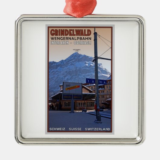 Op het station Grindelwald Train Metalen Ornament (Voorkant)