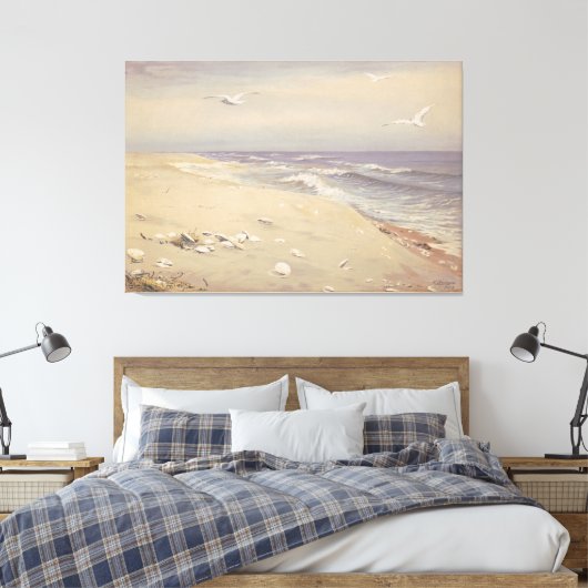 Op het strand (1879) -  kustkunst canvas afdruk (Insitu (Slaapkamer))