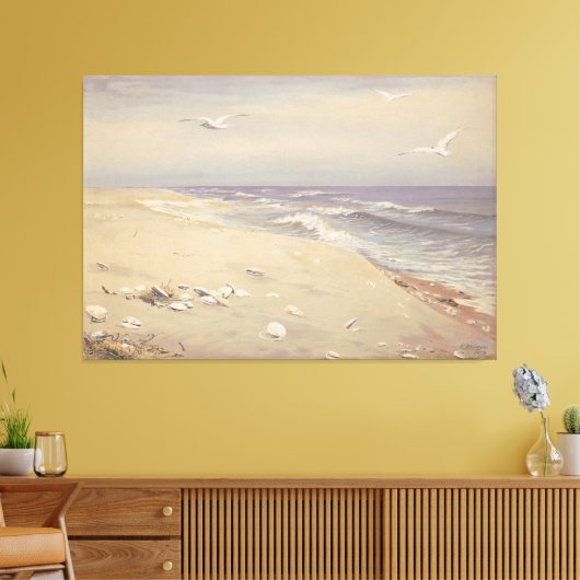 Op het strand (1879) -  kustkunst canvas afdruk (Insitu (Woonkamer))
