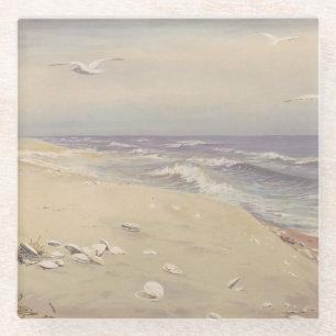 Op het strand (1879) -  kustkunst glazen onderzetter