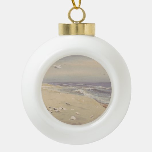 Op het strand (1879) - kustkunst keramische bal ornament (Voorkant)