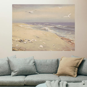 Op het strand (1879) - kustkunst perfect poster