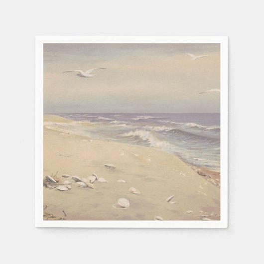 Op het strand (1879) -  kustkunst servet (Voorkant)