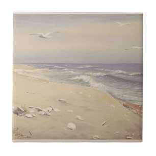 Op het strand (1879) -  kustkunst tegeltje