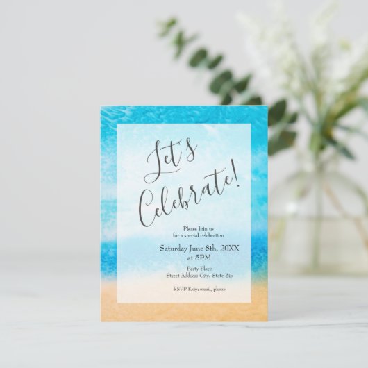 'Op het strand' Abstracte Zijdeschilderij Kaart (Staand voorkant)