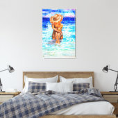 Op het strand - Aquarelschilderij Canvas Afdruk (Insitu (Slaapkamer))