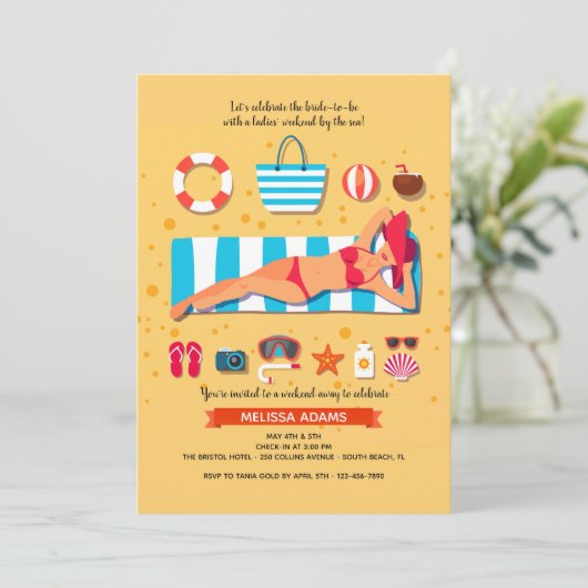 Op het strand Bachelorette Party Kaart (Staand voorkant)