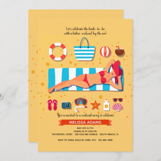 Op het strand Bachelorette Party Kaart (Voorkant / Achterkant)