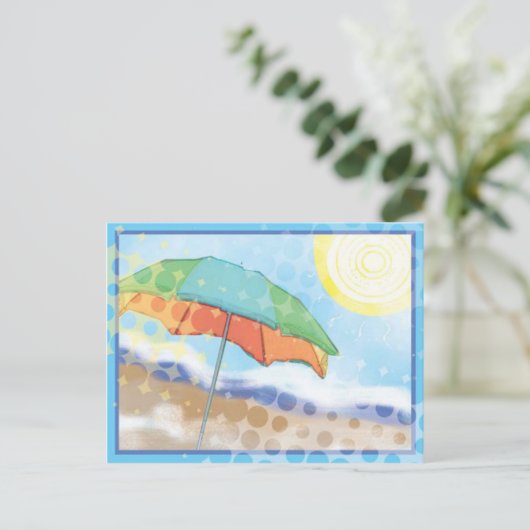 Op het strand briefkaart (Staand voorkant)