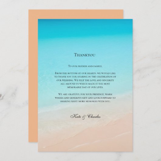 Op het strand bruiloft dank u kaart (Voorkant / Achterkant)