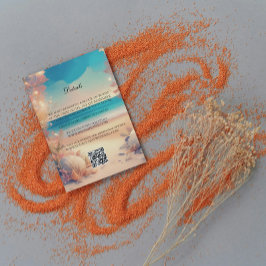 Op het strand bruiloft details kaart