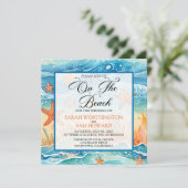 Op het strand bruiloft kaart (Staand voorkant)