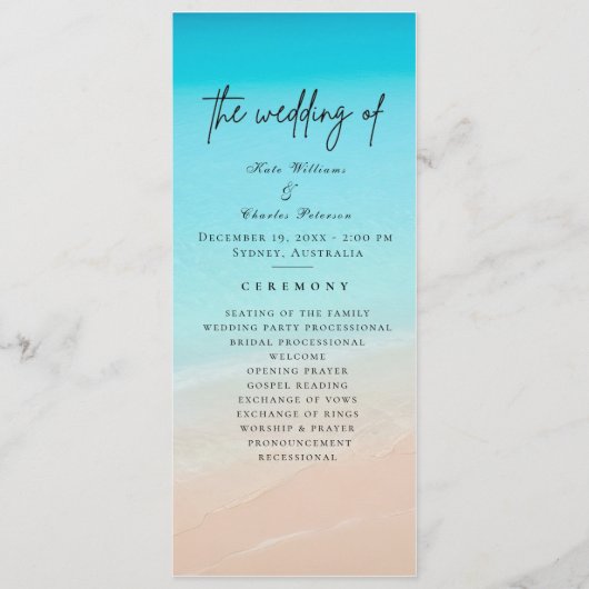 Op het strand bruiloft programma (Voorkant)