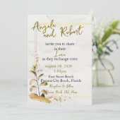 Op het strand bruiloft uitnodiging (Staand voorkant)