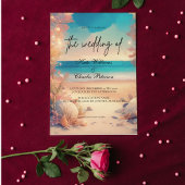 Op het strand bruiloft uitnodiging