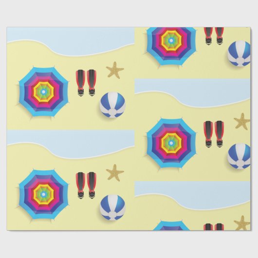 Op het strand cadeaupapier (Vlak)