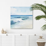 Op het strand Canvas Print<br><div class="desc">Bij het strand schilderij Print met prachtige tinten van het witte zand en heldere aqua oceaan. Kuststrand decor met kristalhelder tropisch water en zandstrand. Deze moderne kustschilderkunst print in oceaan blues, gedempte zanderige bruinen en wit is een stuk van stijlvolle strand decor, tropische muur kunst, kustinrichting, voor elk kusthuis, strand...</div>