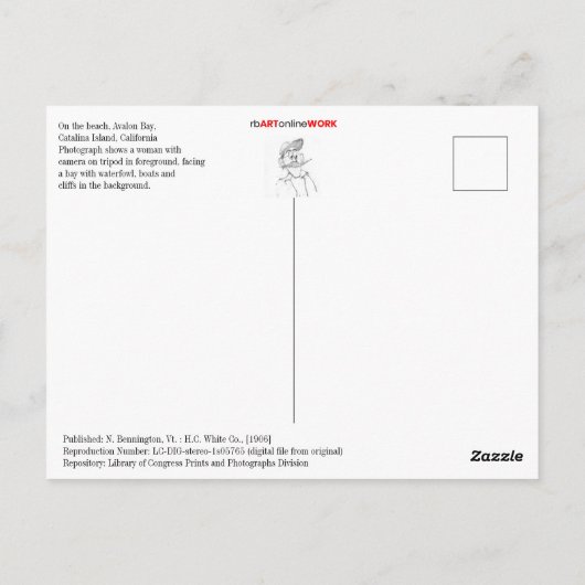 Op het strand, de baai van Avalon, het eiland Cata Briefkaart (Achterkant)