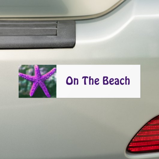 Op het strand een Paarse zeester Bumpersticker (Op auto)