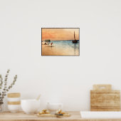 Op het strand -  fijne kunst poster (Keuken)