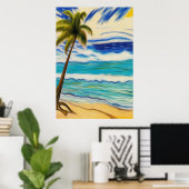 Op het strand in de zomer | AI Art Poster (Thuiskantoor)
