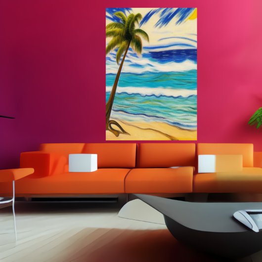 Op het strand in de zomer | AI Art Poster