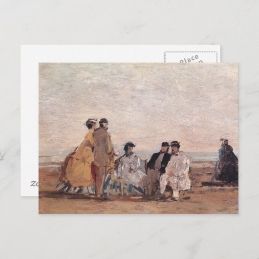 Op het strand in Trouville, c.1865 Briefkaart (Voorkant / Achterkant)