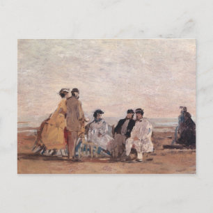 Op het strand in Trouville, c.1865 Briefkaart