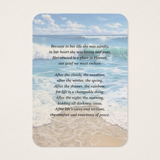 Op het strand Memorial Gebed Fotokaarten Visitekaartje (Achterkant)