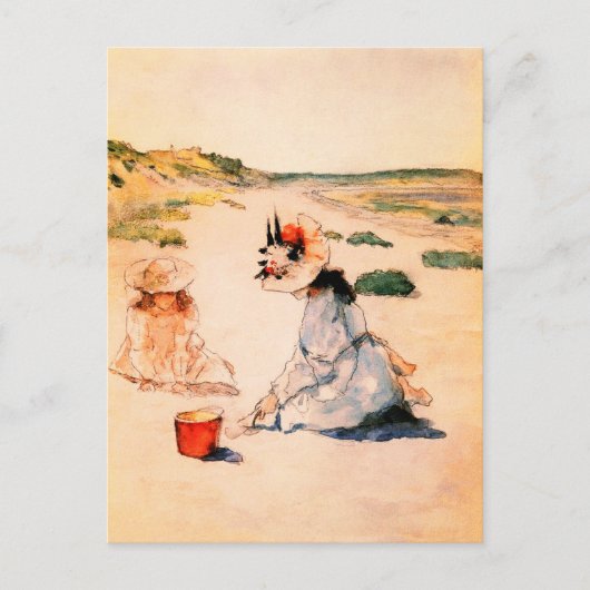 Op het strand. Moederdag Fine Art Briefkaarten (Voorkant)