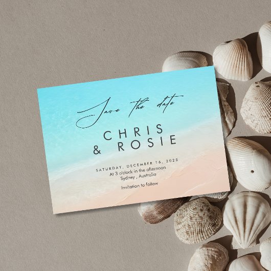 Op het strand, nautische meer bruiloft Save the da Save The Date