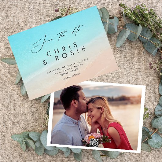 Op het strand, nautische meer bruiloft Save the da Save The Date