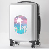 OP HET STRAND -O- roze en blauwe grunge Sticker (Koffer)