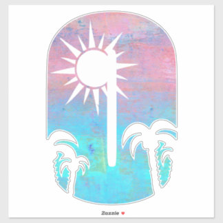 OP HET STRAND -O- roze en blauwe grunge Sticker