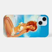 Op het strand pin up iPhone 15 case (Achterkant horizontaal)
