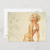 Op het strand Retro Pin-up Girl Briefkaart (Voorkant / Achterkant)