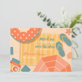 Op het strand Save the Date-aankondiging Kaart (Staand voorkant)